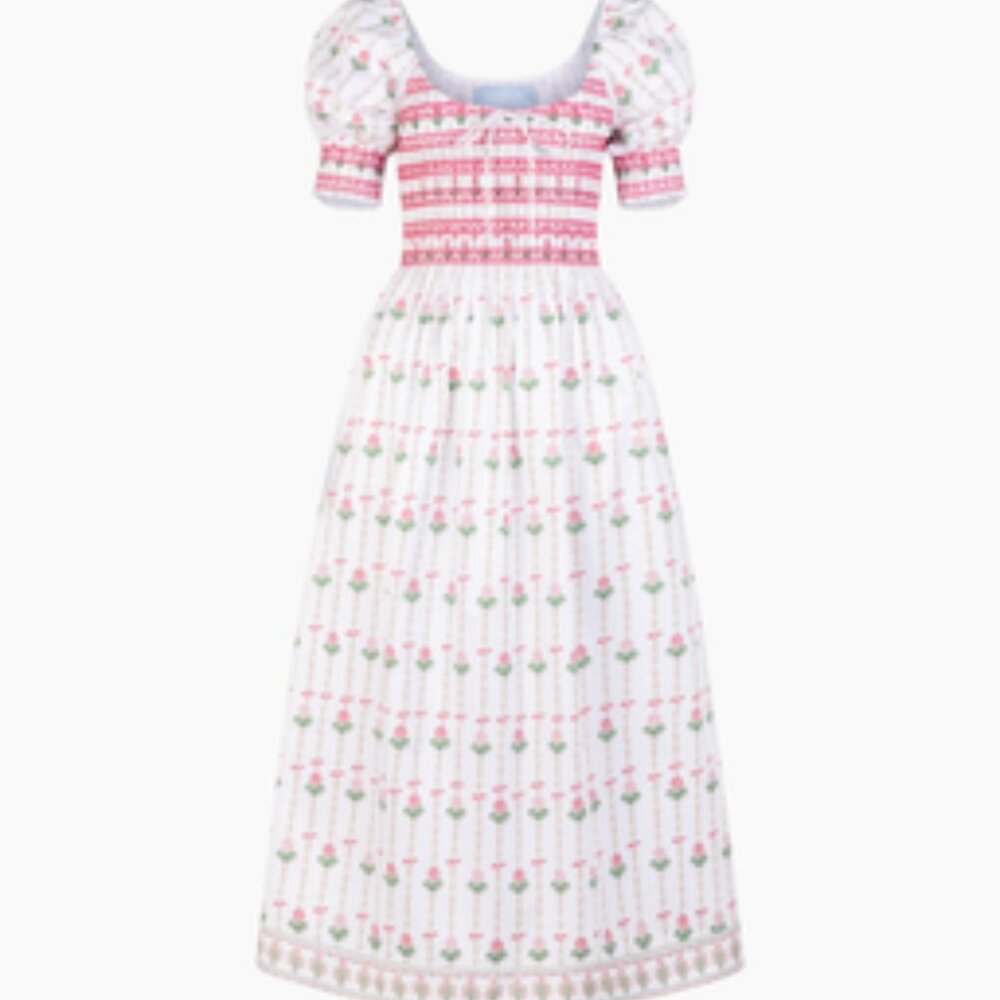 Hill House The Madeline Nap Dress - White Trailing Fern White Trailing Fern